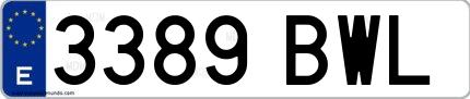Ejemplo de matrícula española 3389 BWL