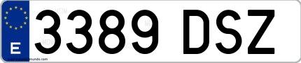 Ejemplo de matrícula española 3389 DSZ