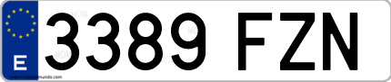 Ejemplo de matrícula de coche ordinaria 3389 FZN