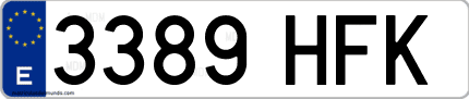 Ejemplo de matrícula de coche ordinaria 3389 HFK