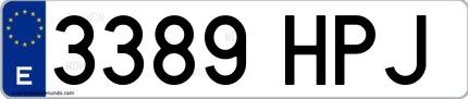 Ejemplo de matrícula española 3389 HPJ