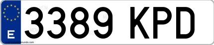 Ejemplo de matrícula española 3389 KPD