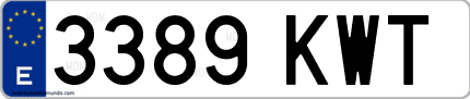 Ejemplo de matrícula de coche ordinaria 3389 KWT