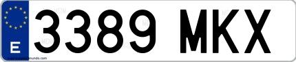 Ejemplo de matrícula española 3389 MKX