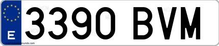 Ejemplo de matrícula española 3390 BVM