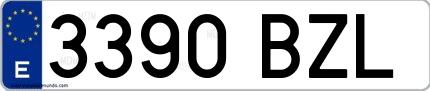 Ejemplo de matrícula española 3390 BZL