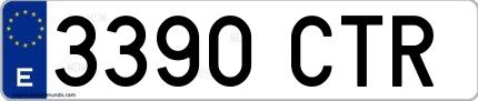 Ejemplo de matrícula de coche ordinaria 3390 CTR