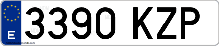Ejemplo de matrícula de coche ordinaria 3390 KZP