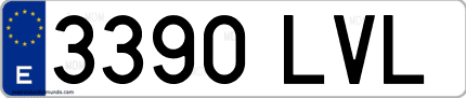 Ejemplo de matrícula de coche ordinaria 3390 LVL