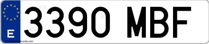 Ejemplo de matrícula española 3390 MBF