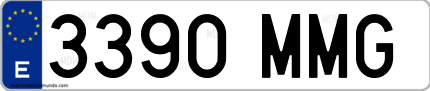 Ejemplo de matrícula de coche ordinaria 3390 MMG