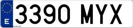 Ejemplo de matrícula española 3390 MYX