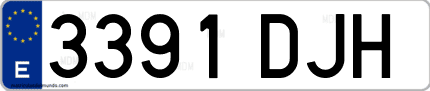 Ejemplo de matrícula de coche ordinaria 3391 DJH
