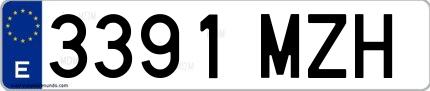 Ejemplo de matrícula española 3391 MZH