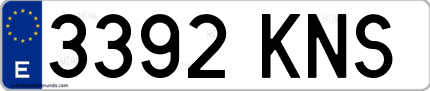 Ejemplo de matrícula de coche ordinaria 3392 KNS