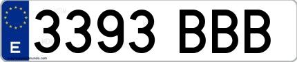 Ejemplo de matrícula española 3393 BBB