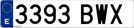 Ejemplo de matrícula española 3393 BWX
