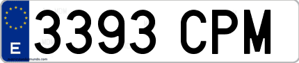 Ejemplo de matrícula de coche ordinaria 3393 CPM