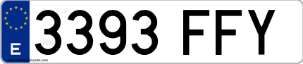 Ejemplo de matrícula de coche ordinaria 3393 FFY
