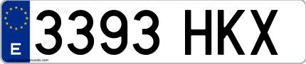 Ejemplo de matrícula española 3393 HKX