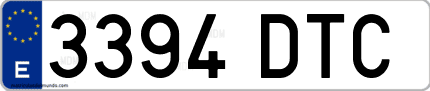 Ejemplo de matrícula de coche ordinaria 3394 DTC