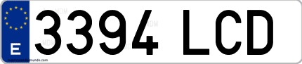 Ejemplo de matrícula de coche ordinaria 3394 LCD