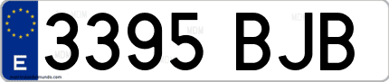 Ejemplo de matrícula de coche ordinaria 3395 BJB