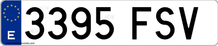 Ejemplo de matrícula de coche ordinaria 3395 FSV