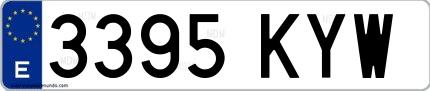 Ejemplo de matrícula española 3395 KYW