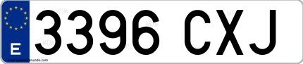 Ejemplo de matrícula española 3396 CXJ