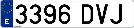 Ejemplo de matrícula española 3396 DVJ