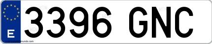Ejemplo de matrícula española 3396 GNC