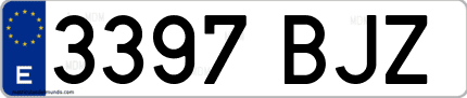 Ejemplo de matrícula de coche ordinaria 3397 BJZ