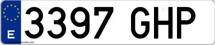 Ejemplo de matrícula española 3397 GHP
