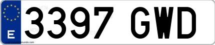 Ejemplo de matrícula española 3397 GWD