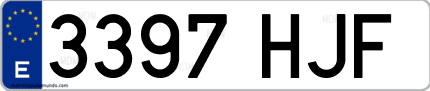 Ejemplo de matrícula de coche ordinaria 3397 HJF