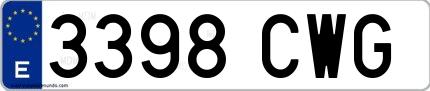 Ejemplo de matrícula española 3398 CWG