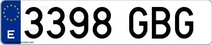 Ejemplo de matrícula española 3398 GBG