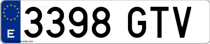 Ejemplo de matrícula de coche ordinaria 3398 GTV