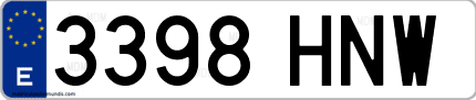 Ejemplo de matrícula de coche ordinaria 3398 HNW