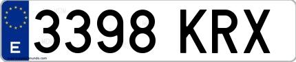 Ejemplo de matrícula española 3398 KRX