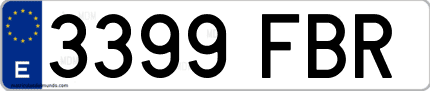 Ejemplo de matrícula de coche ordinaria 3399 FBR