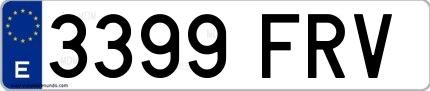 Ejemplo de matrícula española 3399 FRV