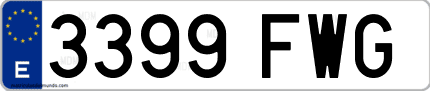 Ejemplo de matrícula de coche ordinaria 3399 FWG