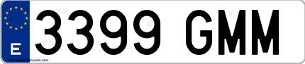 Ejemplo de matrícula española 3399 GMM
