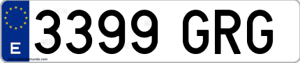 Ejemplo de matrícula de coche ordinaria 3399 GRG