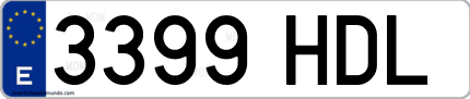 Ejemplo de matrícula de coche ordinaria 3399 HDL