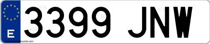 Ejemplo de matrícula española 3399 JNW