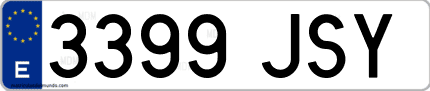 Ejemplo de matrícula de coche ordinaria 3399 JSY