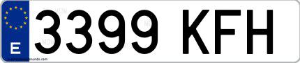 Ejemplo de matrícula española 3399 KFH